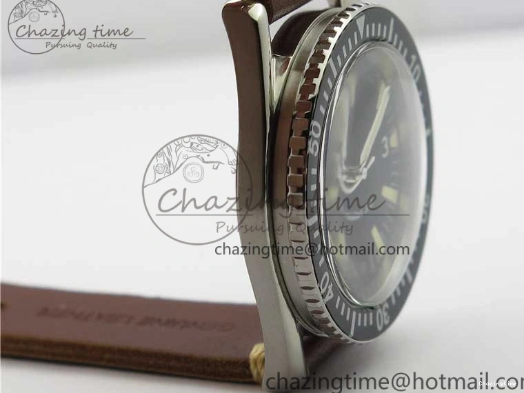0225 Vintage Seamaster 300 No Date SS B12 Black Dial On Brown Leather Strap A2836 (Free Nylon Strap) Comfortable 7912